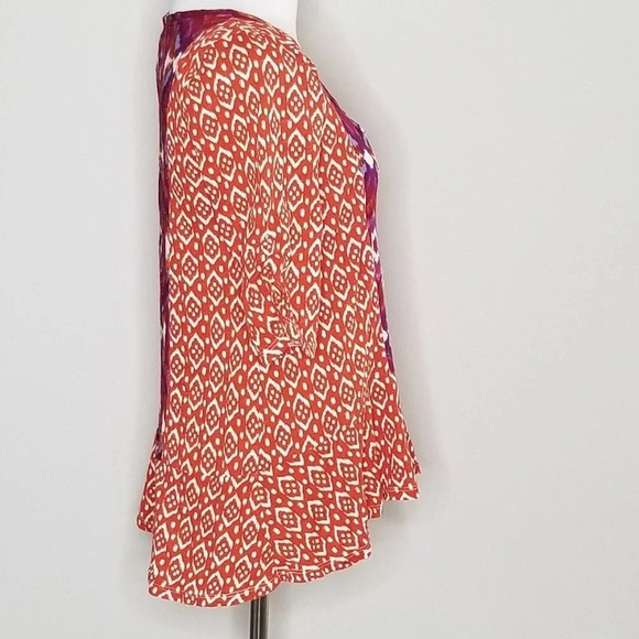Anthropologie Akemi + Kin Split Neck Ikat Print Top S - Picture 3 of 6